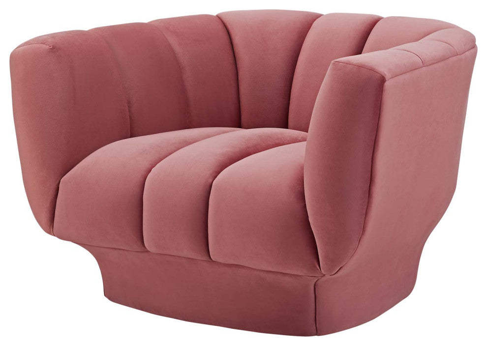 Modern Designer Lounge Accent Side Chair Armchair, Velvet Fabric, Pink