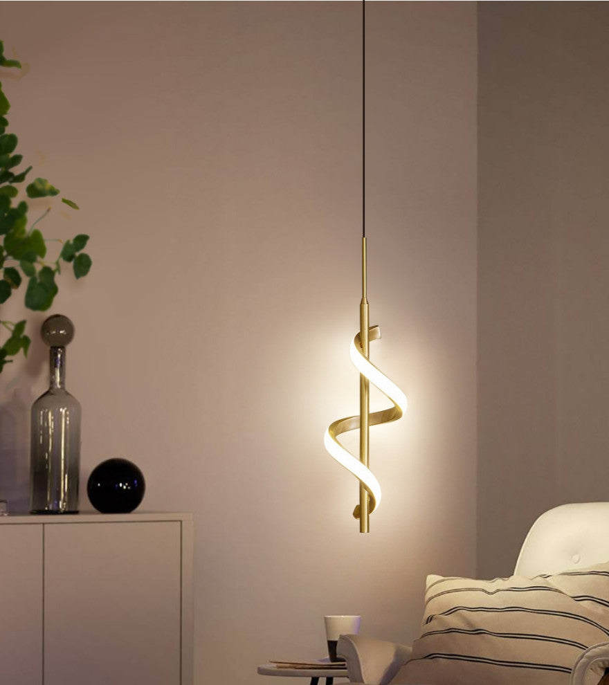 MIRODEMIÂ® Tovo San Giacomo | Ribbon Design Chandelier for Bedroom, Gold, A, Cool Light