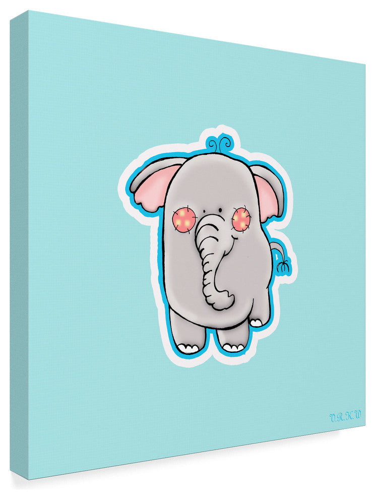 Valarie Wade ''Blue Background Elephant'' Canvas Art, 24"x24"