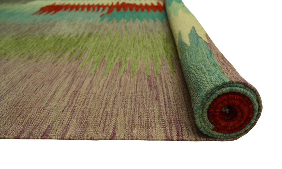 Hand-Woven Winchester Kilim Nilsa Ivory/Rust Rug, 8'2x9'10