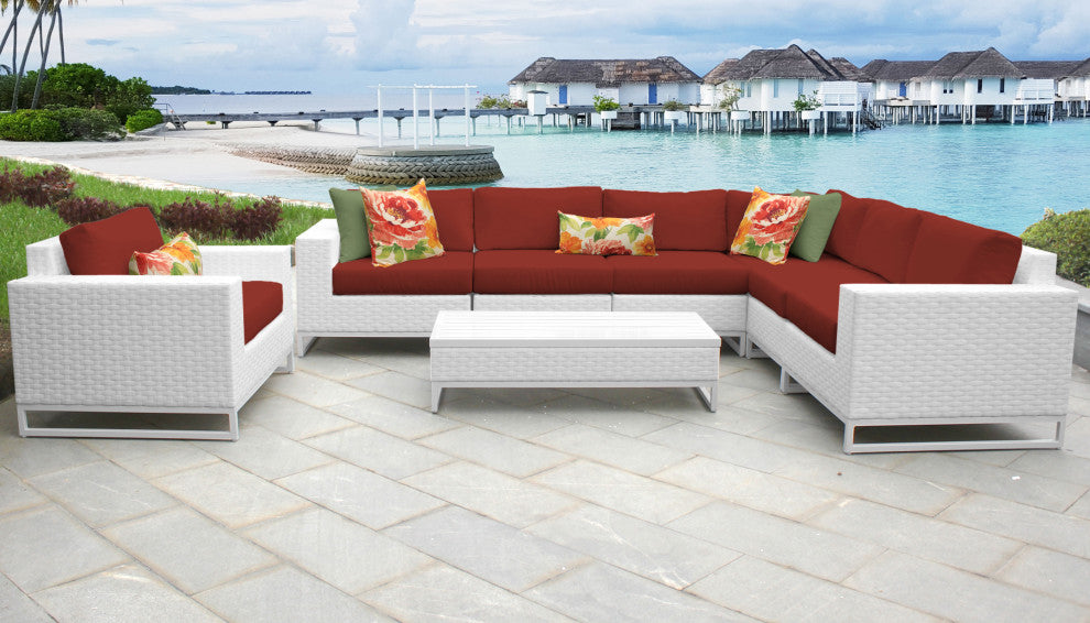 Miami 8 Piece Outdoor Wicker Patio Furniture Set 08b