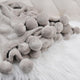 Pom Pom Flannel Fleece Throw Blanket, Light Grey, 50" X 60"