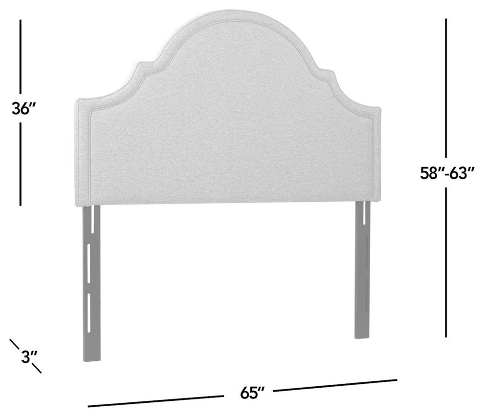 Catherine Arched Upholstered Camelback Headboard, Light Gray, Queen
