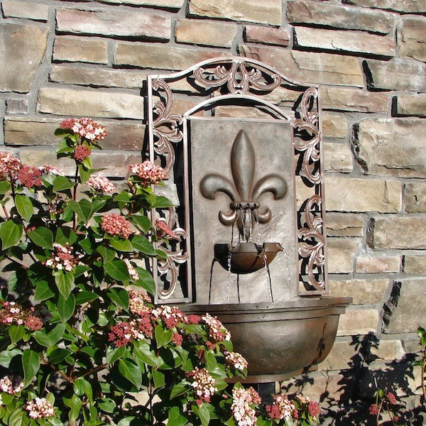 Outdoor Wall Fountain, "The Bordeaux" Weathered Bronze