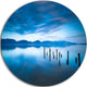 Blue Lake With Wooden Pier, Landscape Photo Disc Metal Wall Art, 11"