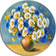 Bouquet Of Spring Flowers, Floral Round Metal Wall Art, 11"
