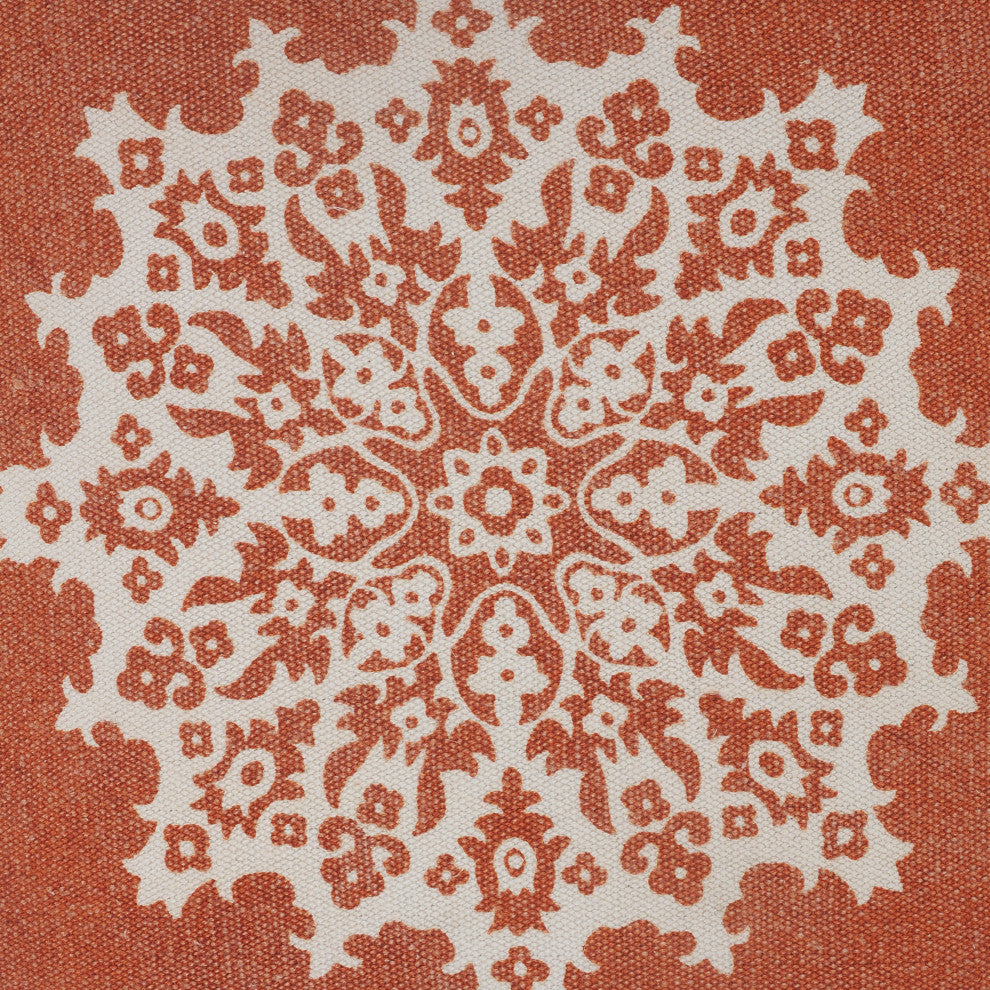 Casual Floral Mandala Medallion Throw Pillow with Tufted Border