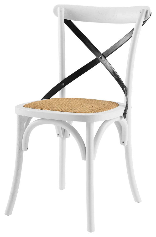 Side Dining Chair, Set of 2, Wood, White Black, Modern, Cafe Bistro Restaurant