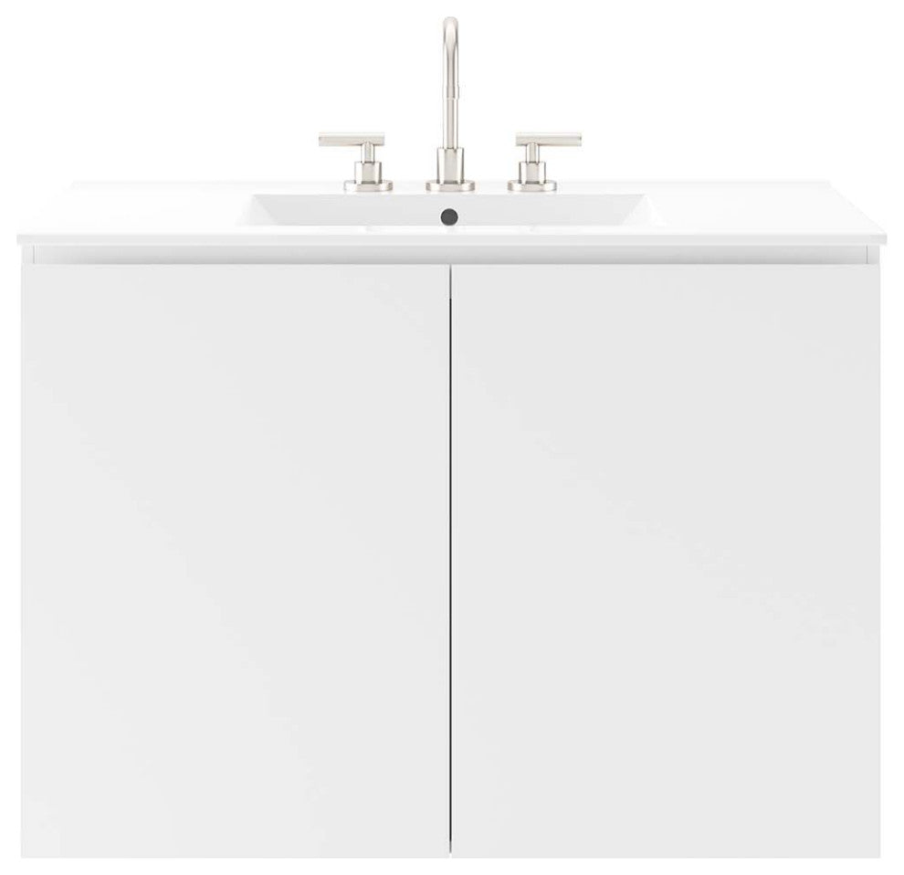 Bryn 36" Wall-Mount Bathroom Vanity, White White