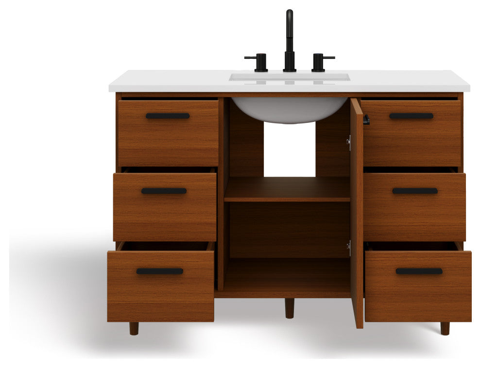 The Darby Bathroom Vanity, Teak, 48", Single Sink, Freestanding