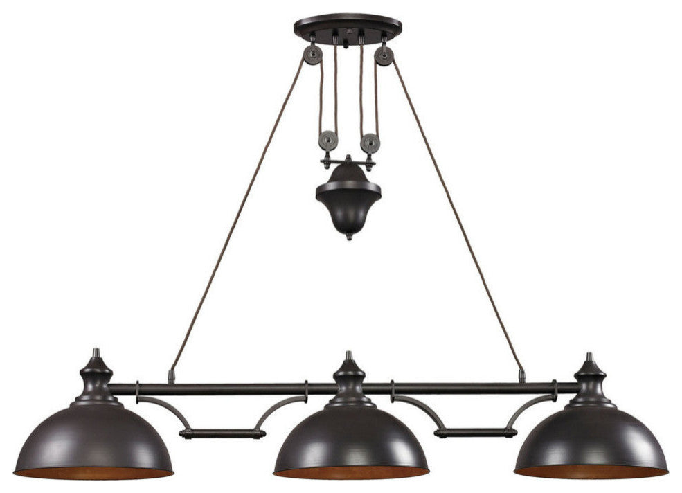 Farmhouse 3-Light Billiard, Oiled Bronze