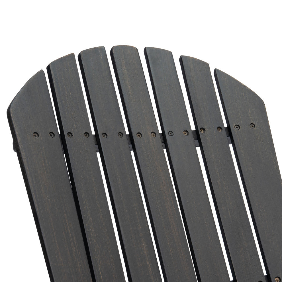 GDF Studio Hillary Dark Gray Acacia Wood Folding Adirondack Chair, Single
