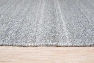 EORC Gray Hand Woven Wool And Viscose Reversible Flat Weave Durry Rug 4'x6'
