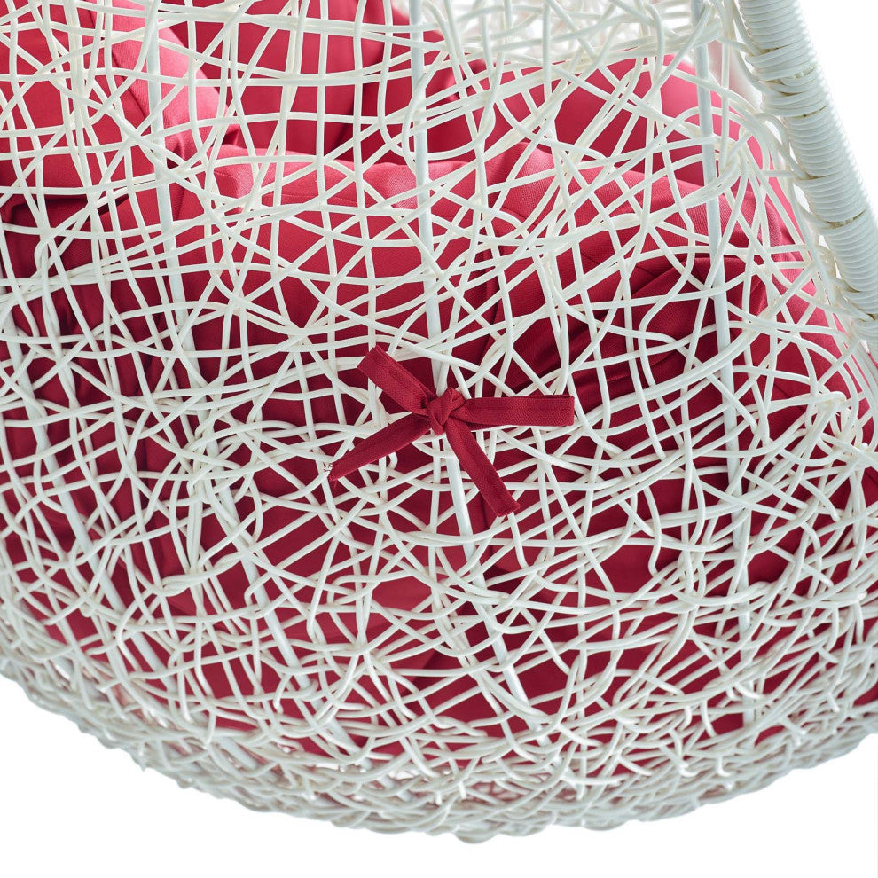 White Red Hide Outdoor Patio Swing Chair With Stand