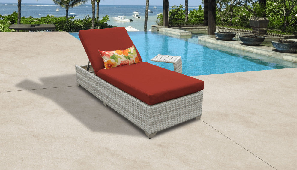Fairmont Chaise Outdoor Wicker Patio Furniture With Side Table