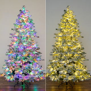 7.5ft. Pre-Lit Artificial California Flocked Spruce Christmas Tree