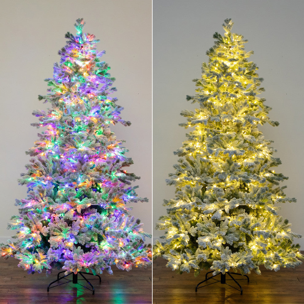 7.5ft. Pre-Lit Artificial California Flocked Spruce Christmas Tree
