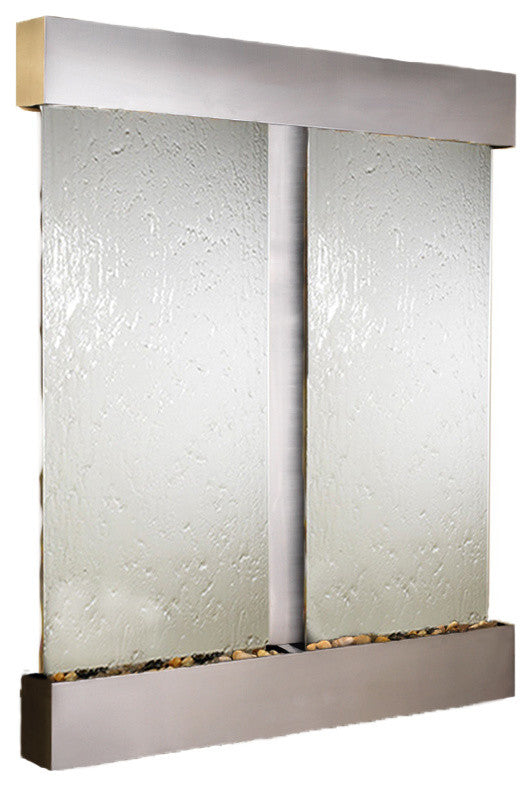 Cottonwood Falls Water Fountain, Silver Mirror, Stainless Steel, Square