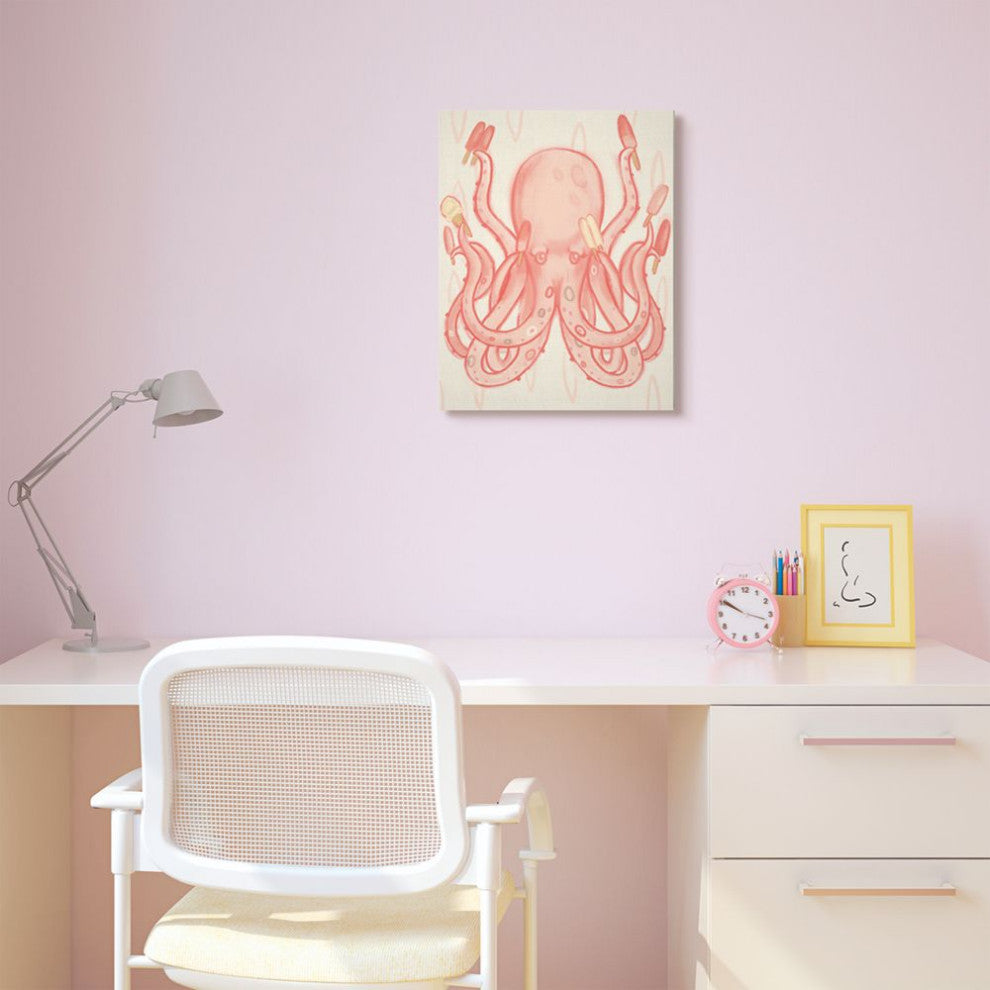 The Kids Room by Stupell Popsicle Octopus Ocean Sea Animal Pink Kids, 24 x 30