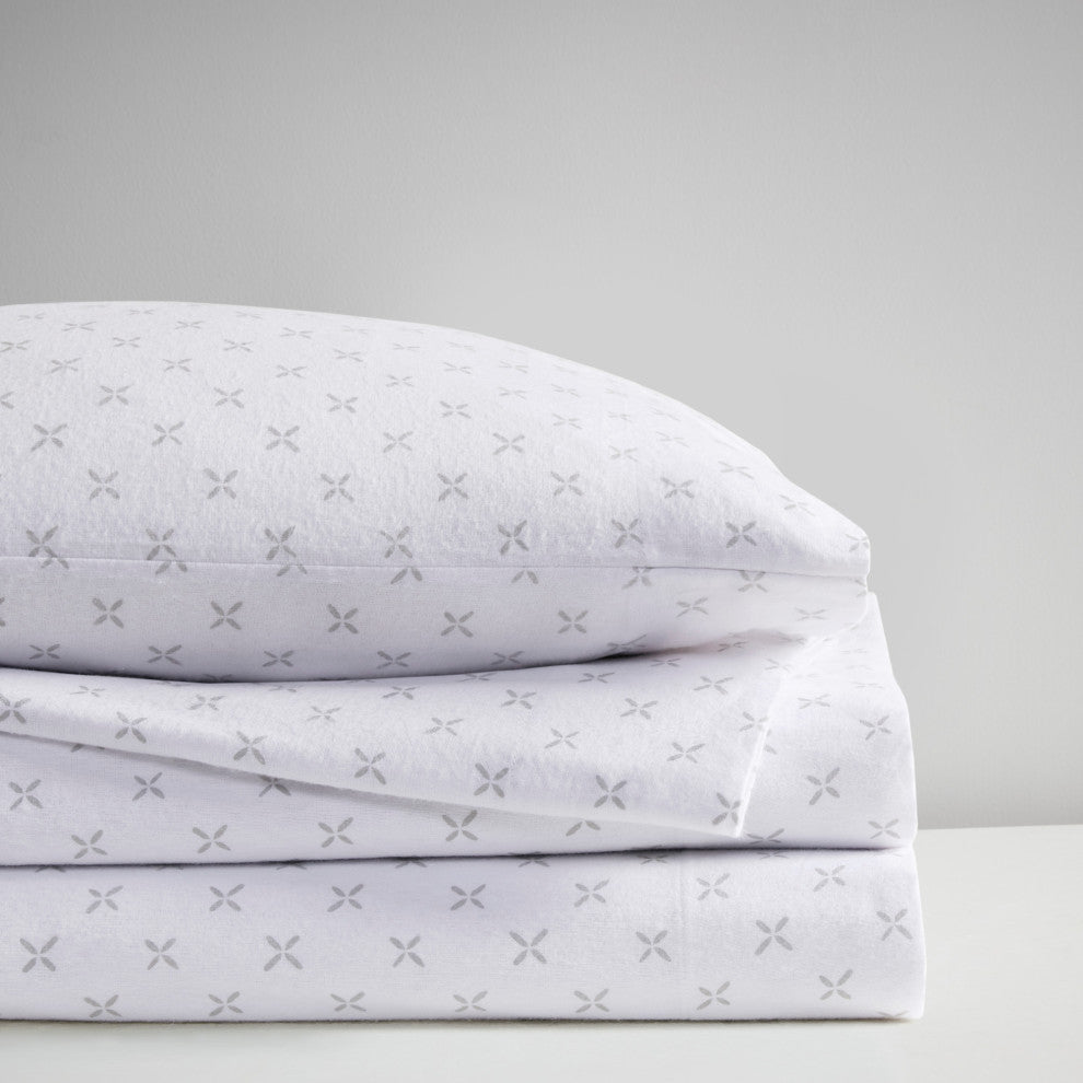 Beautyrest Oversized Flannel 4 Piece Sheet Set, Grey Petals