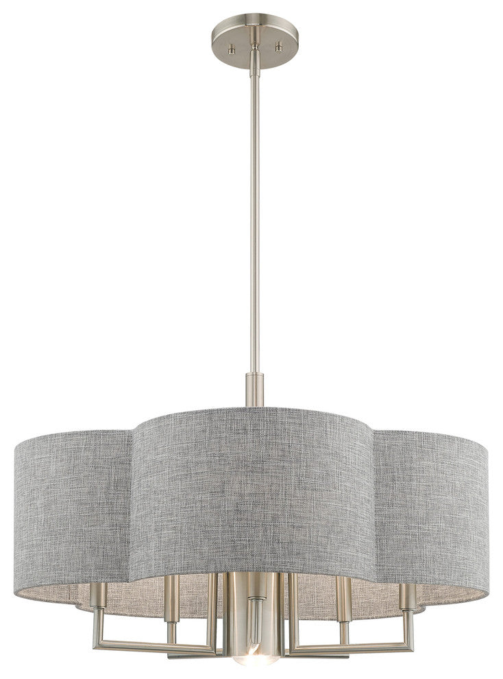 Livex Lighting Brushed Nickel 5 + 1 * Light Pendant Chandelier