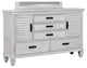 Wooden Dresser With 2 Louvered Doors & 5 Drawers, White