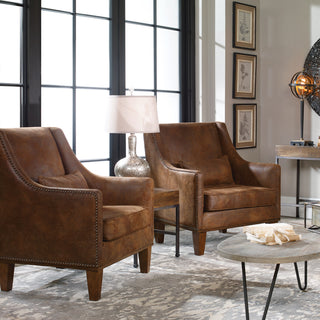 Uttermost Clay Leather Armchair