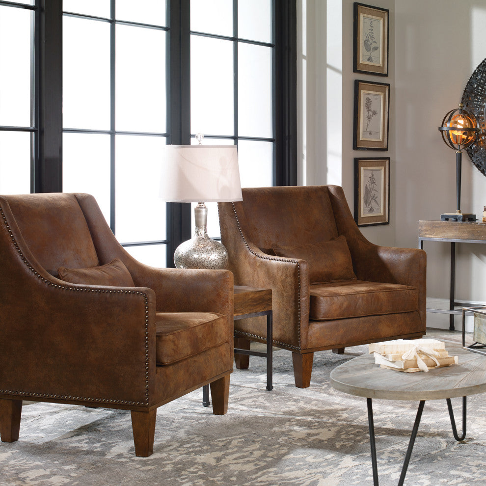 Uttermost Clay Leather Armchair