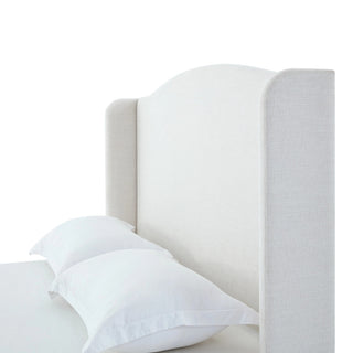 GDF Studio Upholstered Wingback Platform Bed, Ivory, King