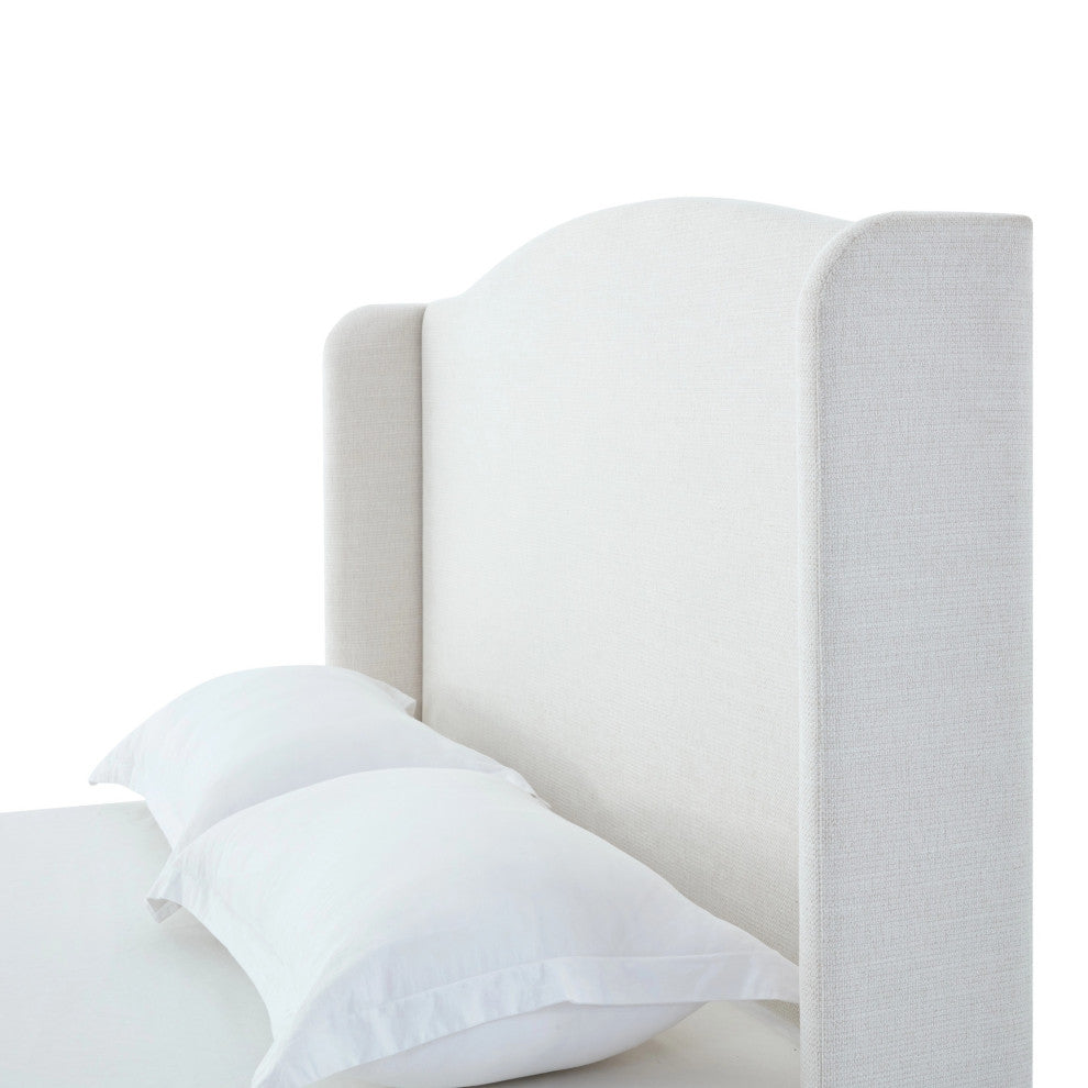 GDF Studio Upholstered Wingback Platform Bed, Ivory, King