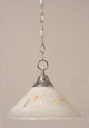 Chain Hung Pendant In Chrome, 12" Frosted Crystal Glass
