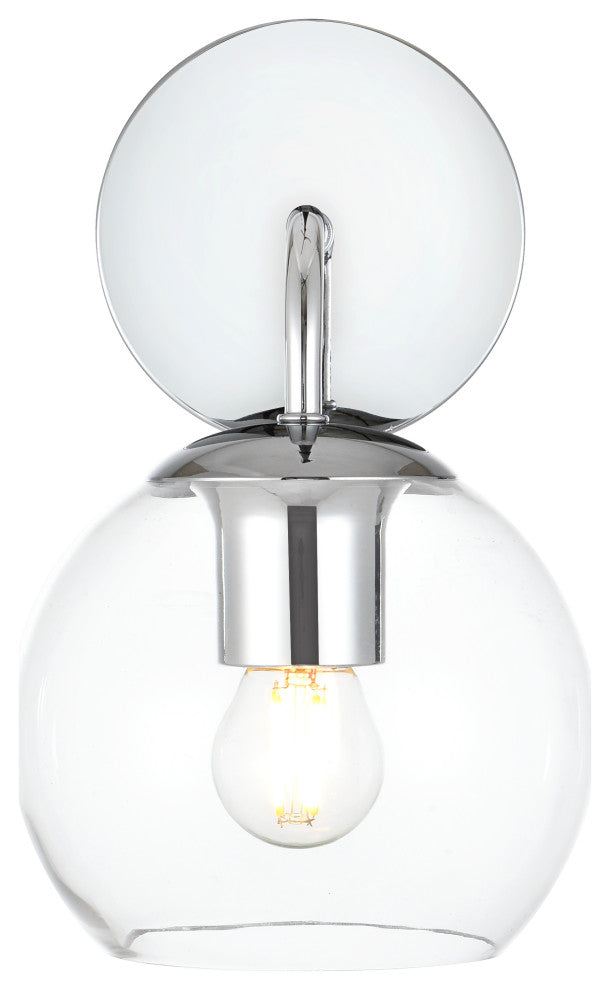 1 Light Chrome And Clear Bath Sconce