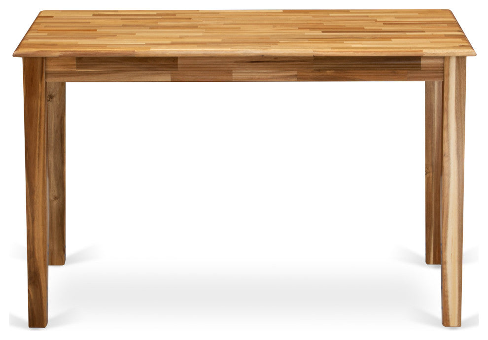 Wooden Dining Table Natural Top Surface, Asian Wood Table 4 Legs Natural Finish