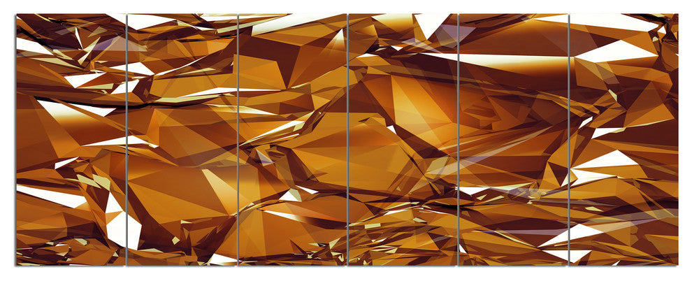 3D Gold Crystal Background, Abstract Canvas Wall Art, 70"x28", 6 Panels