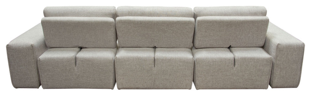 Jazz Modular 3-Seater Chaise Sectional Backrests in Light Brown Fabric