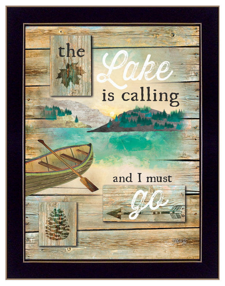 "The Lake is Calling" By Marla Rae Ready To Hang Printed Wall Art, Black Frame