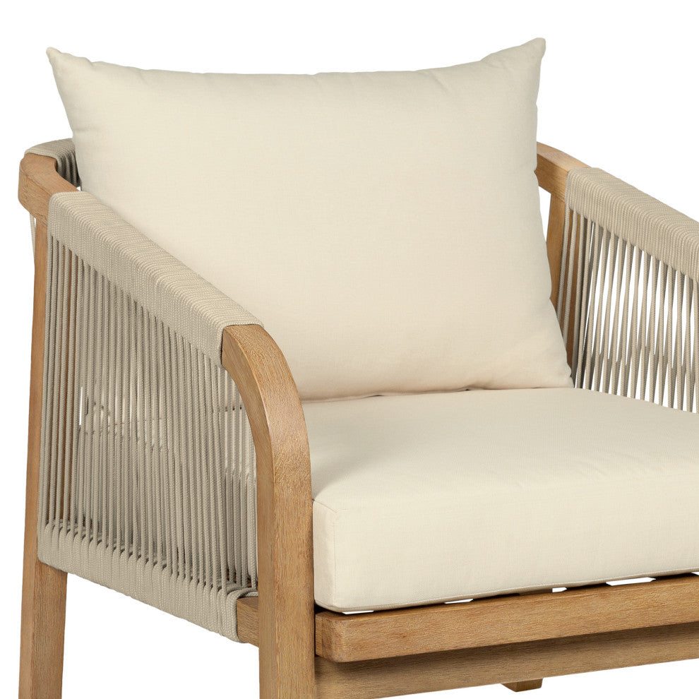 Cypress Outdoor Patio Chair Wood/Light Gray Rope Ivory Olefin Cushions