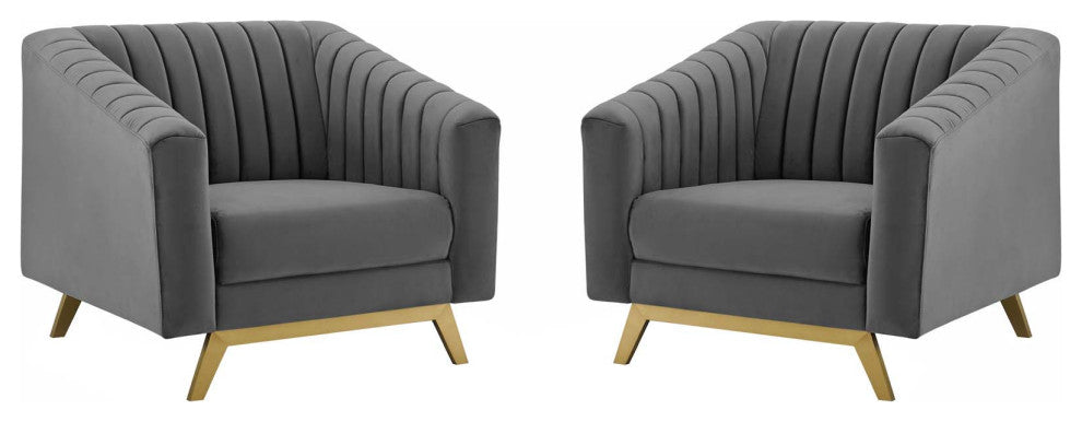 Side Dining Chair, Set of 2, Velvet, Gray, Modern, Cafe Bistro Restaurant