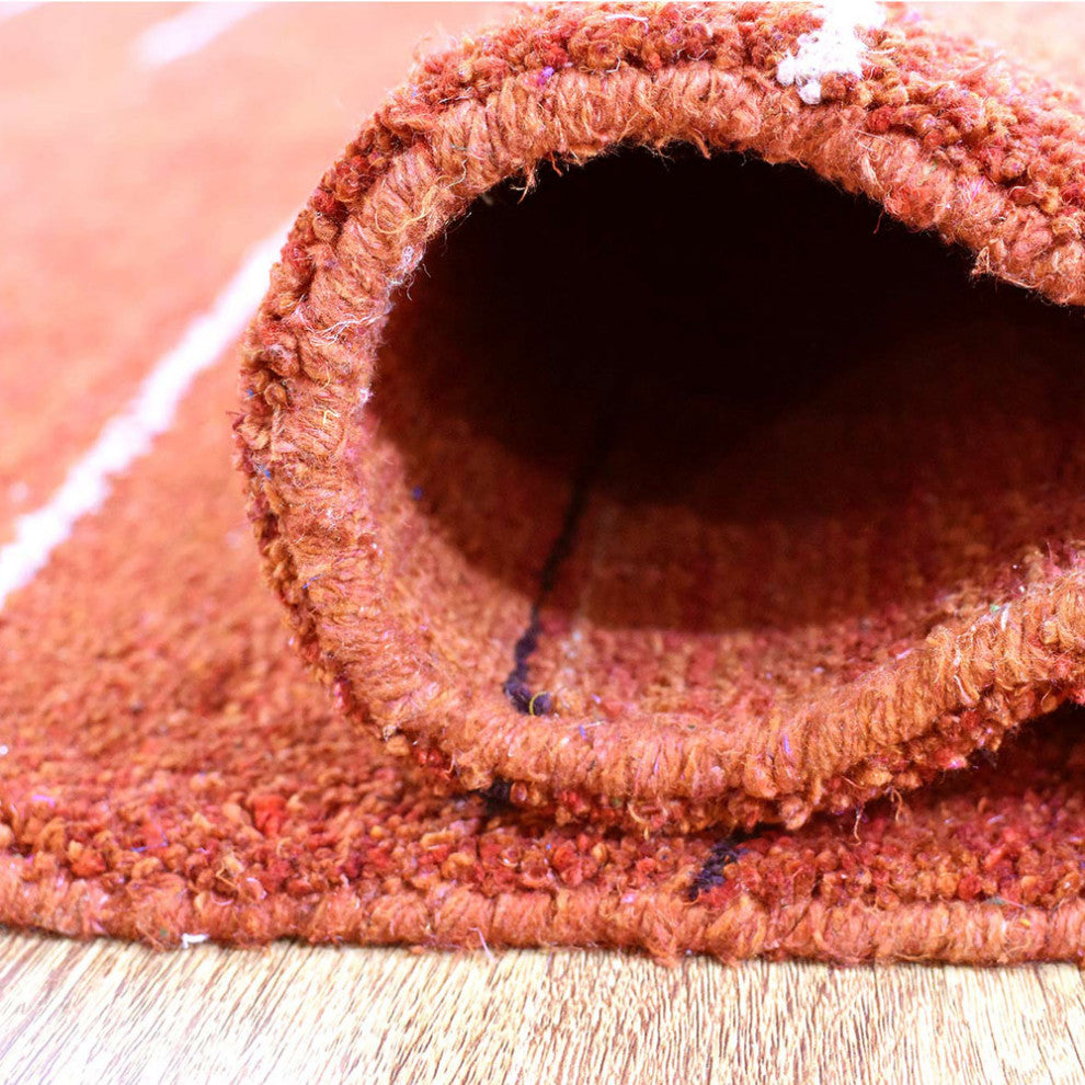 HAND KNOTTED LOOM SILK ECO-FRIENDLY AREA RUGS -5'x8',Rectangle,Rust,Contemporary