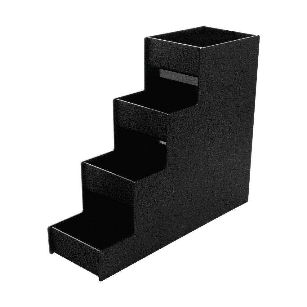 Narrow Condiment Organizer, 4 Shelves, 8 Compartments, Black