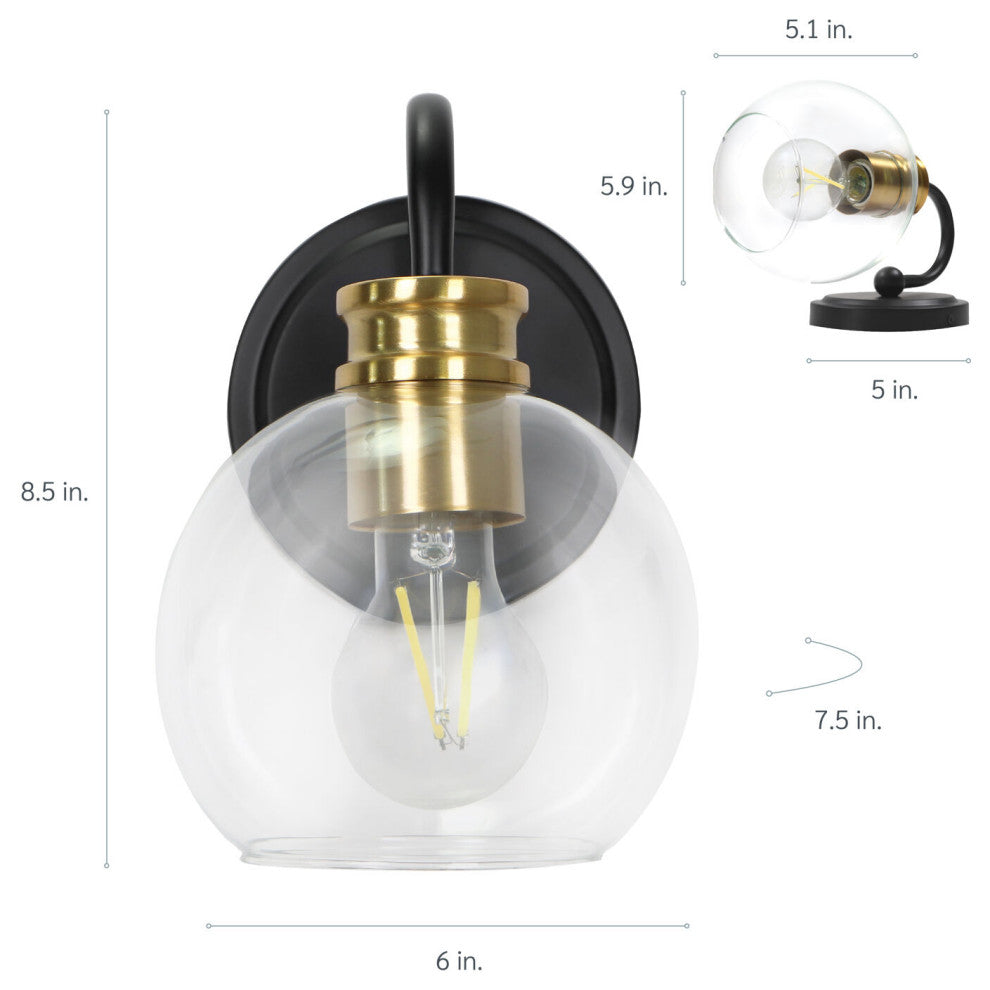 1-Light Vanity Sconce Lighting for On the Wall and Over the Mirror
