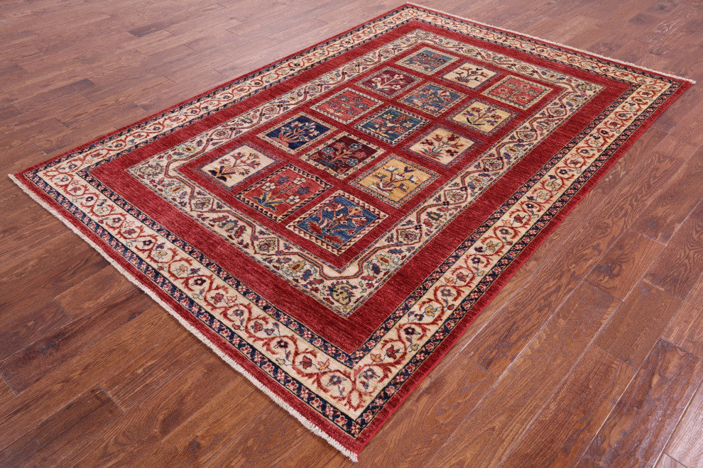 Persian Garden Design Handmade Wool Rug 5' 6" X 8' 2" Q10663