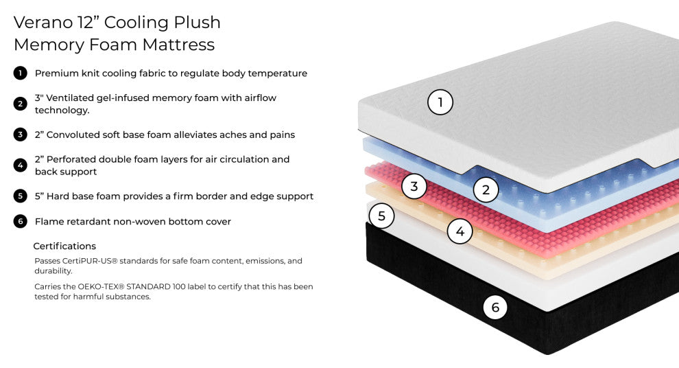 Verano 12" Air Gel Mattress, King