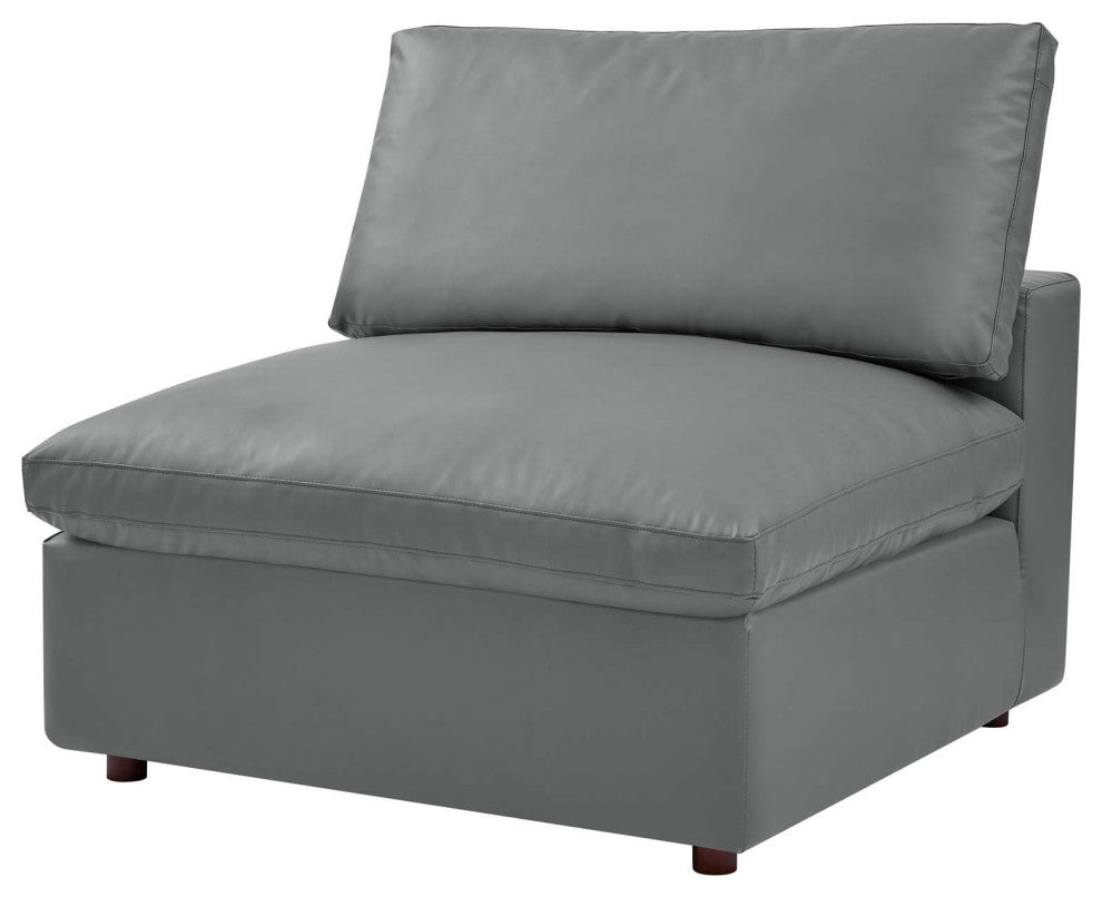 Sectional Sofa Set, Faux Vegan Leather, Gray, Modern, Lounge Hospitality