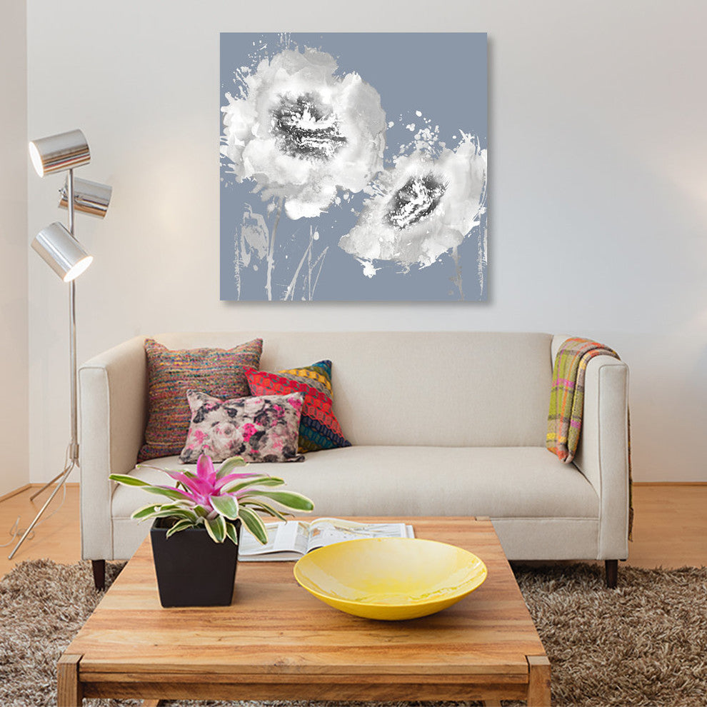 "Flower Burst On Grey II" by Vanessa Austin, Canvas Print, 18x18"