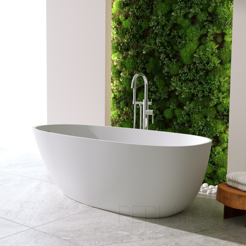 Perlato Mandia 67" Eco-Lapistone Freestanding Soaker Tub, White