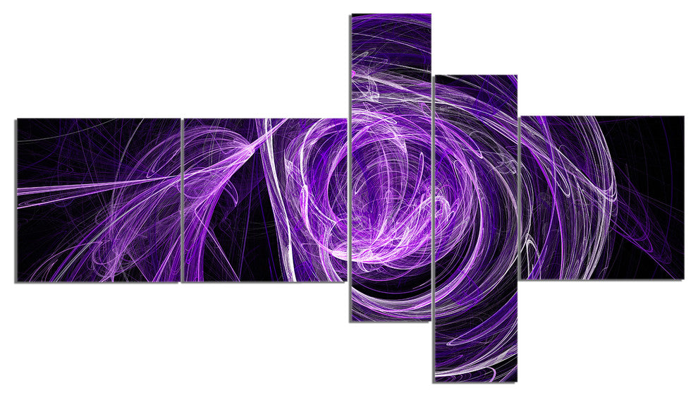 Purple Ball of Yarn, Abstract Canvas art print, 60"x32", 5 panels