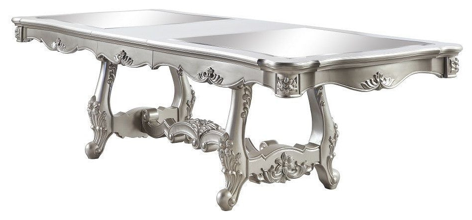 ACME Bently Dining Table WithDouble Pedestal, Champagne Finish