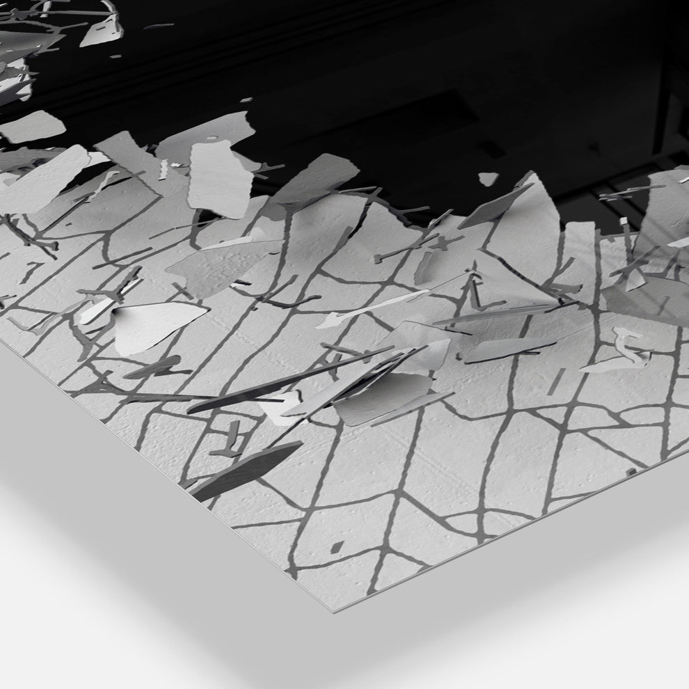 Abstract Broken Wall 3D Design Oversized Modern Metal Clock, 30x40