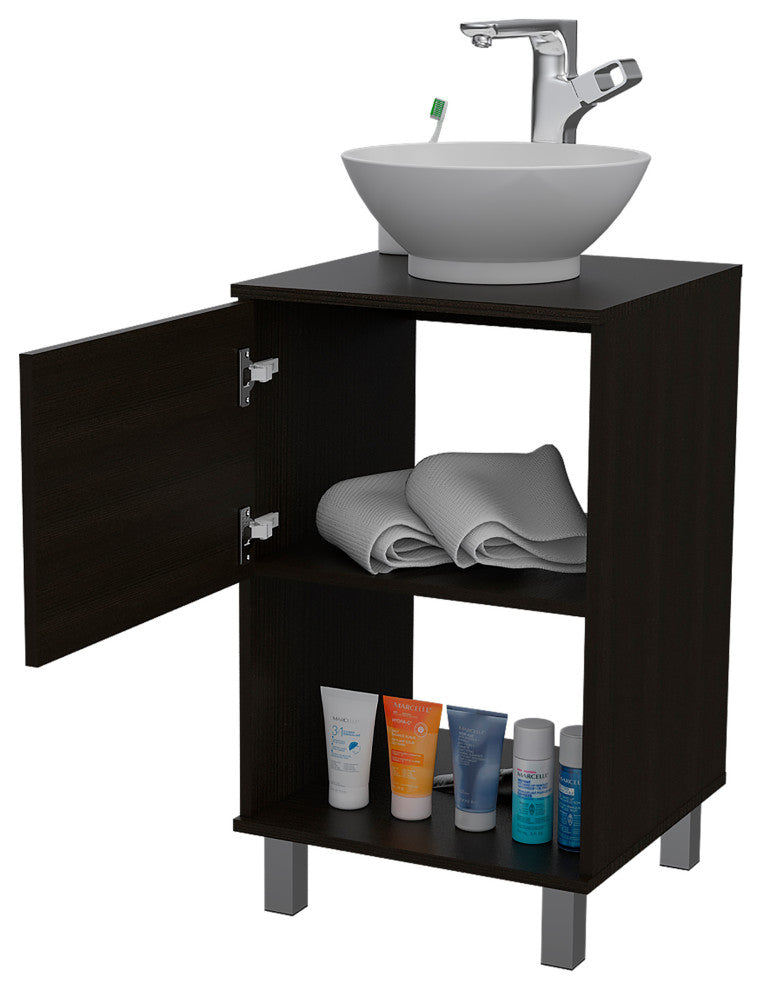 DEPOT E-SHOP Pittsburgh Single Bathroom Vanity with Sink, Black